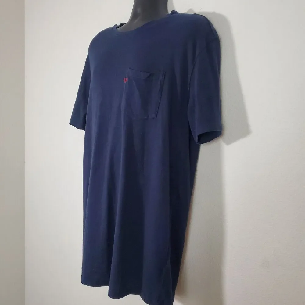 True Religion Men's Tee Large Navy Blue Embroidered Horseshoe Logo Crewneck Long